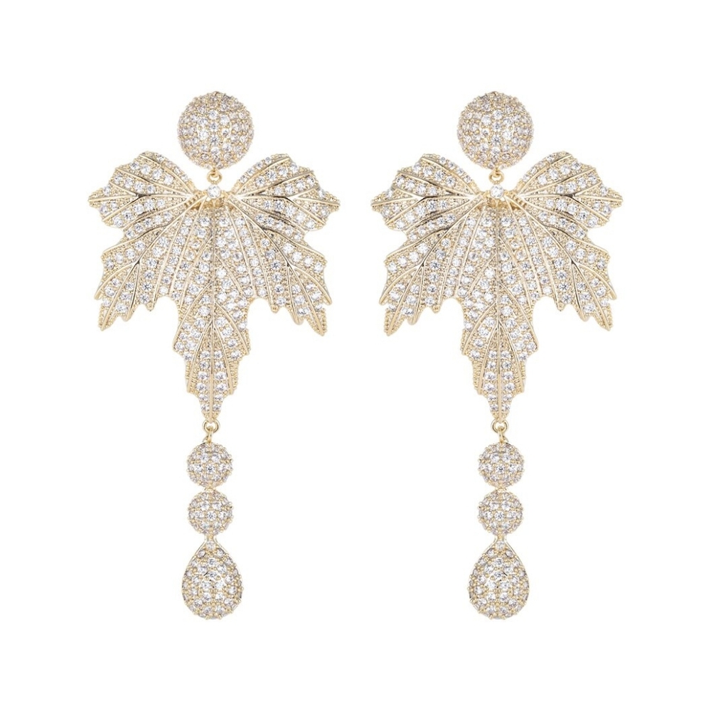 Eye Candy LA Luxe Collection CZ Nani Gold Leaf Drop Earrings